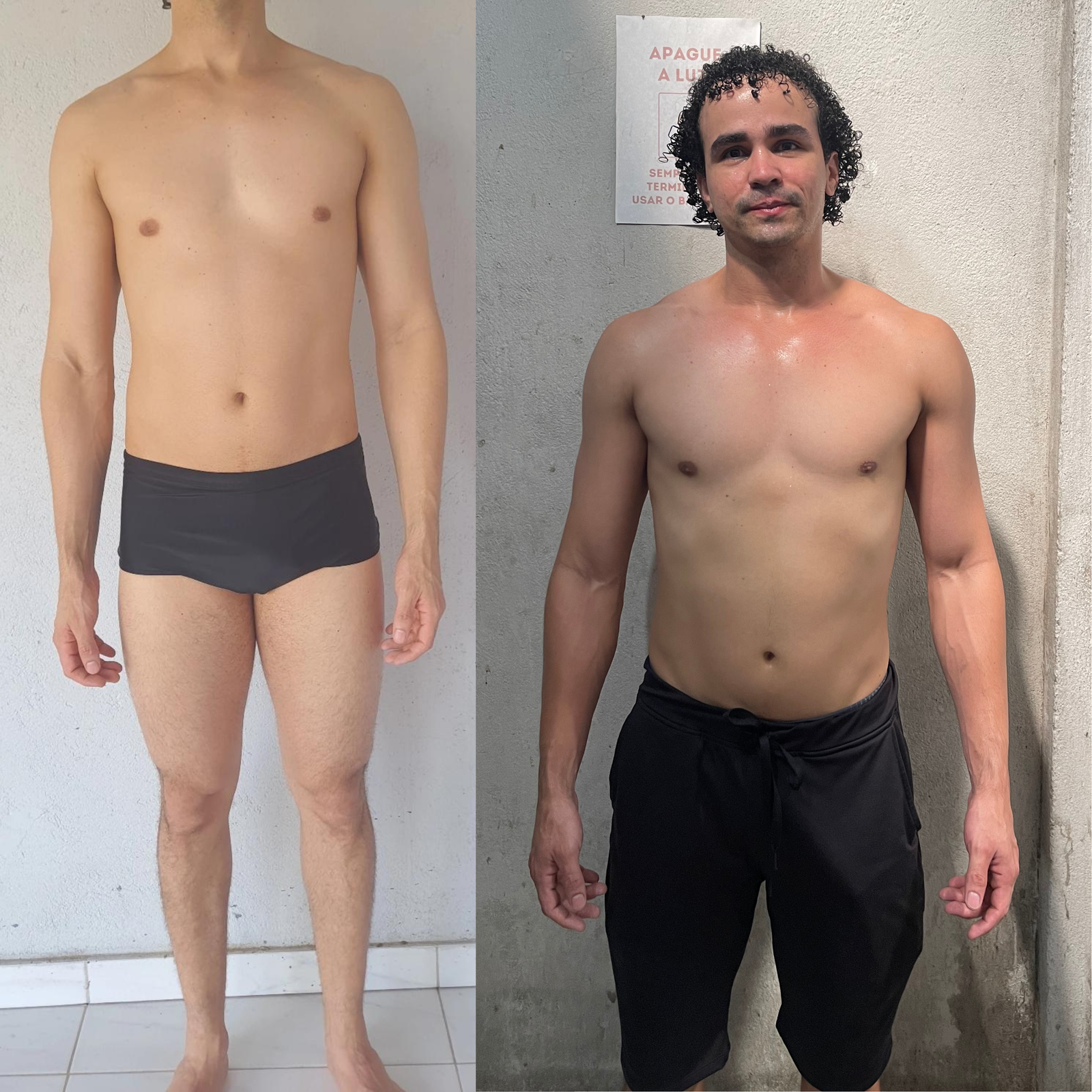 Antes e depois de aluno acompanhado por Vítor Souza Personal